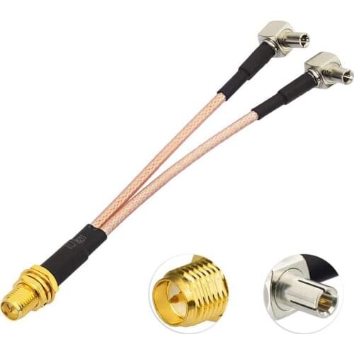 10pcs RP-SMA Female To Y Type 2xTS9 TS-9 Plug Splitter Combiner RF Jumper Pigtail Cable RG316 6"