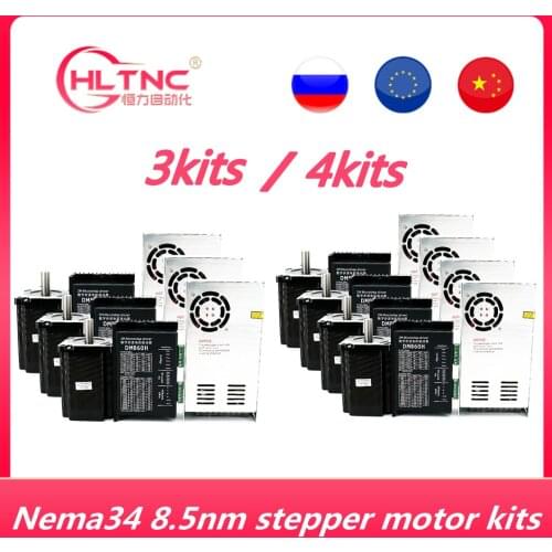 3 Axis CNC kit Nema 34 1230Oz-in/6A 86HS4802 8.5Nm Stepper Motor & 6A/110VDC Microstep motor driver for CNC Milling Machine