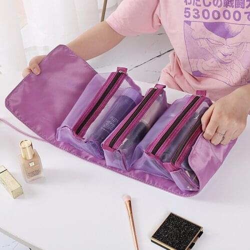 4 in 1 Bag In Bag High Quality Cosmetic Bag Women Mesh Foldable Makeup Bag Neceser Mujer Toiletry Bag Travel Organizer Cosmetics