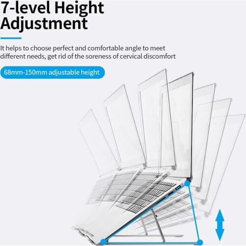 7-level Adjustable Laptop Stand Portable Aluminum Alloy Laptop Stand Foldable Non-slip Notebook Holder Silver