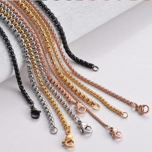 Dropship 1 Piece 1.5mm/2mm/2.5mm/3mm Stainless Steel Pearl Chain Necklace Figaro Chain for Pendant Men Women Jewelry Choker DIY