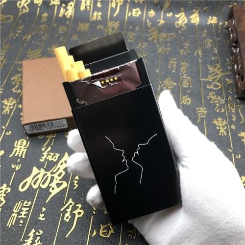 Alalinong N26 Aluminium Alloy Automatic Metal Cigarette Case Ins Style Kiss Love Cigarette Box Smoking Accessories Mens Gift