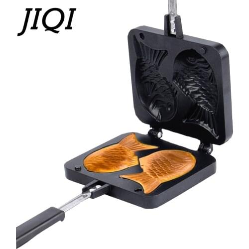 JIQI Fish shaped Waffle mold Non-stick baking pan Double heating Japanese Takoyaki Crepe muffin Pancake tray DIY baking tools