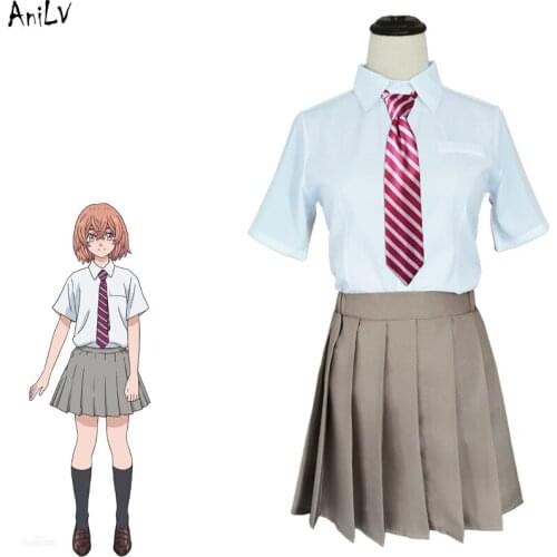 AniLV Japanese Anime Tokyo Revengers Hinata Tachibana Cosplay Costume Top Skirt Tie Socks School Student Uniform Set