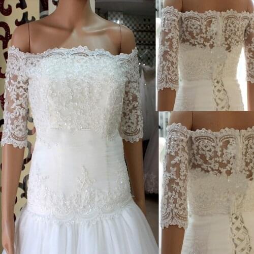 Lace Wedding Bolero Off Shoulder Half Sleeve Bridal Coat Jacket Shrug New Bride Jackets