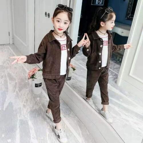 2019 Hot Sale Spring Autumn Childrens Two-piece Outfits Include Jackets Coat+Pants Cute Warm Suit 4 Colors Girls Clothing Sets