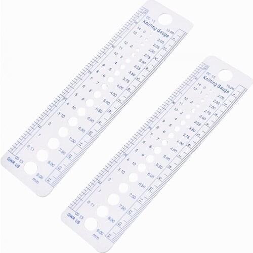 Hot Sell 2pc Knitting Accessories Needle Gauge Inch cm Ruler Tool 16x4cm Size(UK, US, Canada size) Sewing Tool 5BB5938