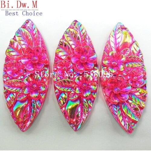 NICE Resin Rhinestones,Rose Red AB,19x48mm Navette Marquise Stones and Crystals Strass For Sewing Party Wedding Dresses Costumes