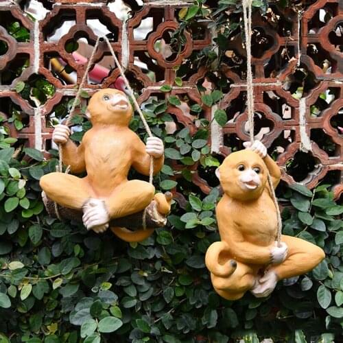 Simulation Animal Statue Ornament Resin Hanging Monkey Gardent Tree Pendant for Outdoor Home Shelf JS22