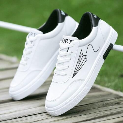 2019 New Mens Sneakers Casual Fashion Spring Breathable Shoes Lace-up Low To Help Comfortable Plus Size Mens Flat White Shoes