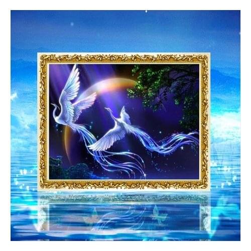 Kit for Needlework,DIY Cross stitch, Embroidery kit,night love fairy bird peacock print pattern Cross-Stitch animal painting