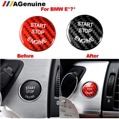 Real Carbon Fiber Engine Start Stop Buttons Decoration Sticker Car Molding Trims For BMW E60 E90 E92 E87 E63 E82 E70 E71