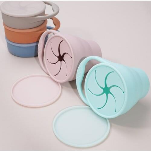 Newest Custom Food Grade Silicone Snack Cup Eco-Friendly Mixed Color Baby Water Cup Waterproof BPA Free Soft Lid