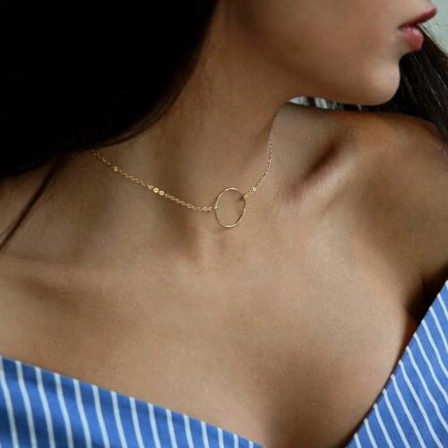 New Arrival 2021 Fashion Circle Chain Clavicle Necklace Collares Round Necklaces Gold Color For Women Jewelry Choker Gift