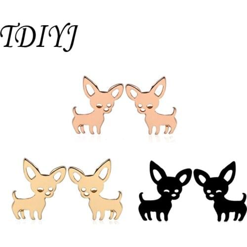 TDIYJ 3Pairs New Arrival Cute Dog Stud Earrings Stainless Steel Ear Nails for Women Girls Jewelry Gift