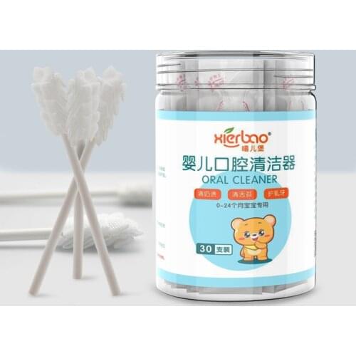 30 Sticks Baby Tongue Cleaner Disposable Gauze Toothbrush Paper Rod Baby Oral Cleaning Stick Dental Care