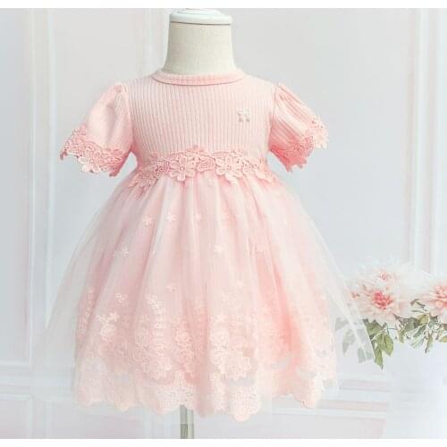 Girls Dress Summer Lace Chiffon Flowers Embroidery Children Clothing Baby Princess Dress Ball Gown 0-2Y