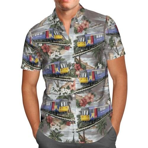 Train 3D Print Beach Camisa Hawaii Shirt 2021 Summer Men Shirt Short Sleeve Shirt Streetwear Oversized 5XL Camisas De Hombre-11