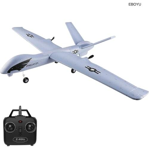 EBOYU Z51 RC Drone 2.4G 2CH Predator Remote Control RC Airplane 660mm Wingspan Foam Hand Throwing Glider Drone DIY Kit for Kids