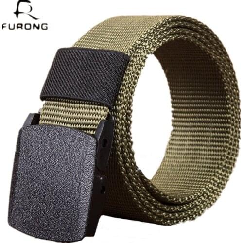 FURONG Men Outdoor Tactical Belt Military Canvas Automatic Buckle Belts Causal High Quality Weaving Nylon Waist Belt R003