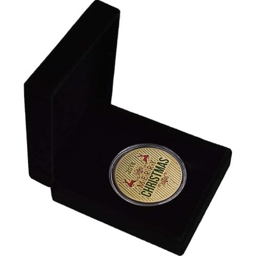 Christmas Souvenir Coin 24k Gold Plated Coin with Box for Child gifts Collectibles Challenge Coins