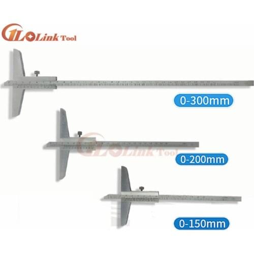High Quality 0-150mm 0-200mm 0-300mm Depth Vernier Caliper 0-160mm Depth Gauge Depth Measuring Tool Protractor