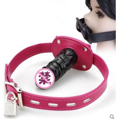 Silicone Penis Plug Dildos Open Mouth Gag With Locking Buckles Leather Harness Bondage BDSM Slave Sex Toys For Couple Adult Game