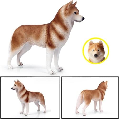 Simulation Husky Dog Plastic Animal Model Desktop Ornament Decor Children Toy