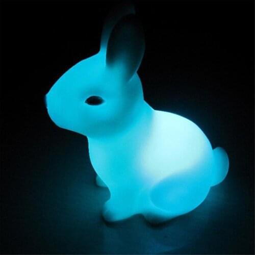 Color Changing Battery Powered LED Night Light Rabbit Lamp Home Table Decor Children Bedside Home Decor Holiday Lighting