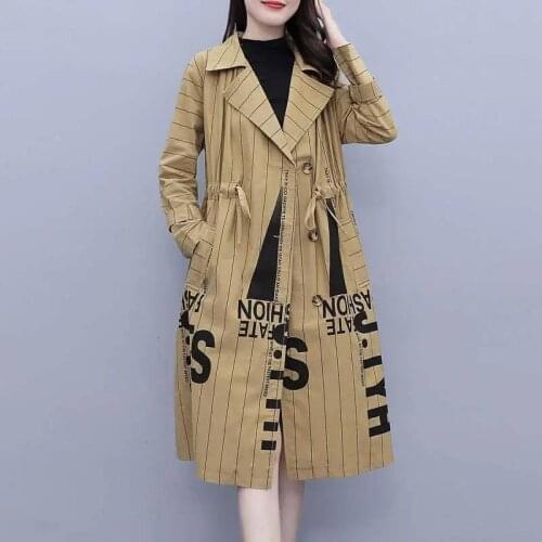 2021 Spring Sutumn New Trench Coat Mid-Length Windbreaker Coats Women Loose Large Size 5XL Printed Fashion Outerwear Female