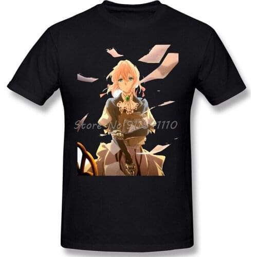 High Quality Men Clothing O-Neck 100 Cotton Claudia Graphic T-shirt Violet Evergarden Gilbert Hodgins Anime Sleeve Short