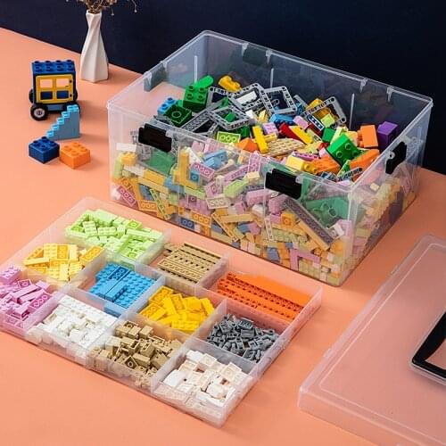 2-Layers Building Blocks Storage Box For Lego Transparent Toys Organizer With Lid Portable Flip First Aid Kit Medicine Box