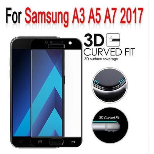 Full Cover Tempered Glass For Samsung Galaxy A3 A5 A7 2017 Screen Protector On Samsung A 3 5 7 2017 A320 A3200 A520F A720F Cover