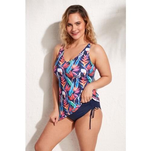 Ola Chicas Plus Size Swimsuit For Women 4xl 5xl 6xl 7xl 2 Piece Tankini Bathing Suit Set 2021 Patterned New Swimwear Fashion