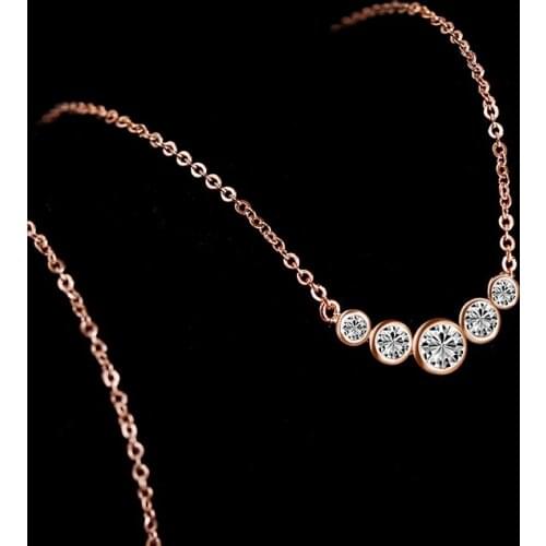 Luxury Zircon Pendant Necklace Women Rose Gold Silver Color Chain Choker Necklaces Wedding Engagement Jewelry