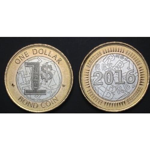 Zimbabwe 1 Dollar Coin Bond Coin Bicolor Coin 2016 Real Original Coins Collectibles Authentic Unc
