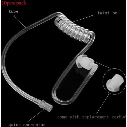 10PCS Replacement Transparent Coil Acoustic Air Tube Earplug For Two-Way Radio Walkie Talkie Earpiece Headset Earphone Headphone