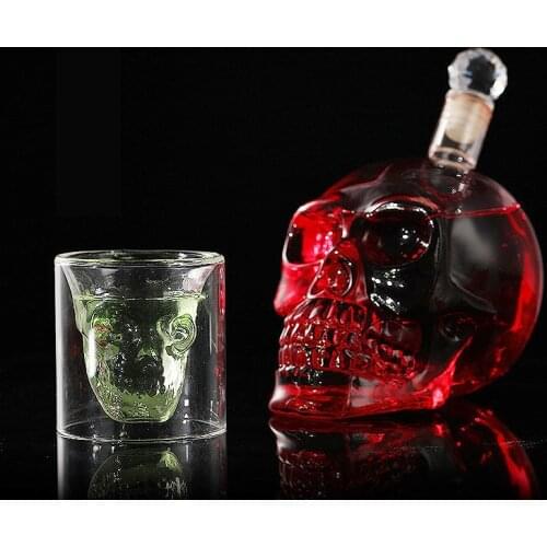 KHGDNOR Skull Glass Shot Whisky Wine Crystal Bottle Cups 25ml 75ml 150ml 250ml Transparent Wine Drinking Cups personality hot