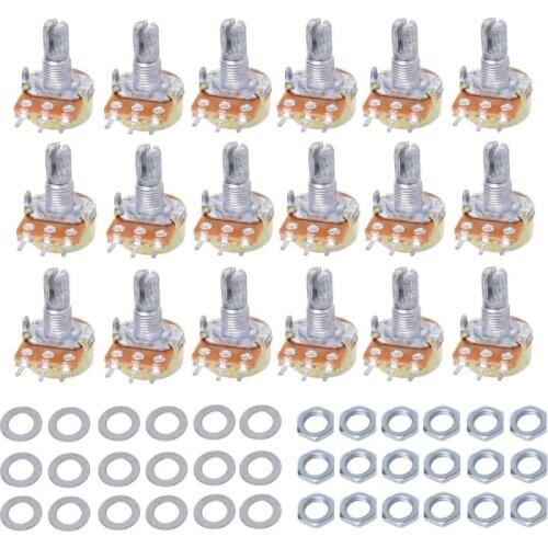 18Pcs 9 Values Single Potentiometer Assortment Kits B500K-5K With Nut And Washe