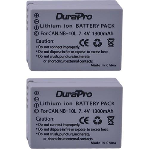 2PCS NB-10L 1300mAh NB10L Rechargeable Camera Batteries for Canon PowerShot SX40 HS SX40