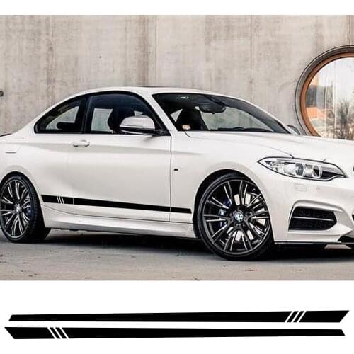 2pcs Car Sticker Stripe Auto Side Skirts Decal Vinyl Film For Audi BMW Ford VW Toyota Mercedes Universal Car Tuning Accessories
