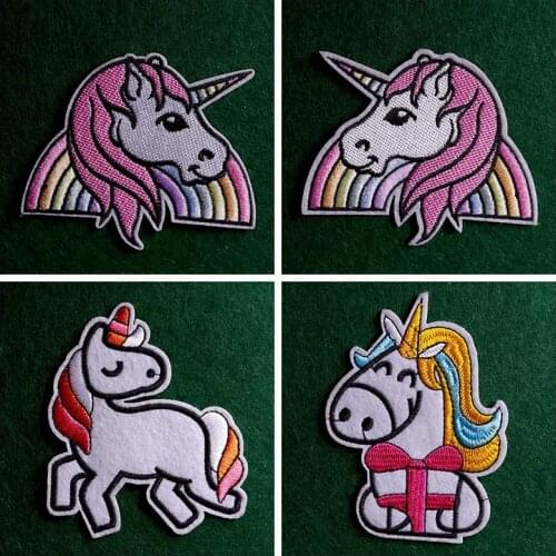 2Pcs/lot Animals Unicorn Patches Embroidery Patch Iron On Patches For Clothes Bird Embroidered Patches For Clothing Applique DIY
