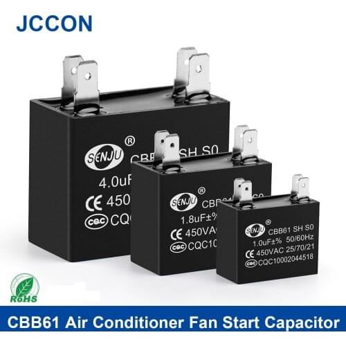 2Pcs CBB61 Air Conditioner External Fan Start Capacitor Motor Run Capacitor 450V 1UF 1.2UF 1.5UF 2UF 2.5UF 3UF 3.5UF 4UF 4.5UF