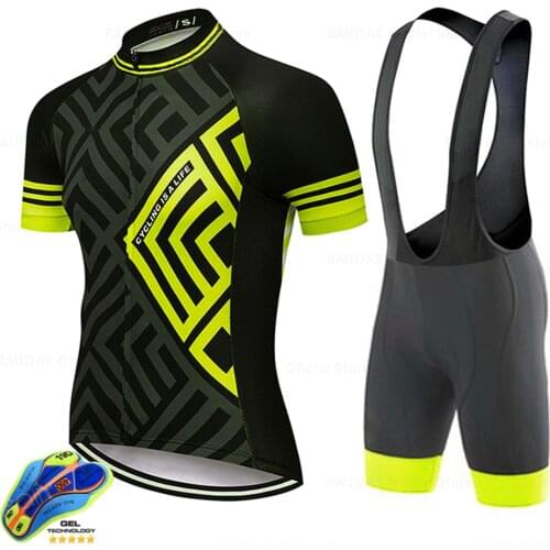 2021 Team Raudax Cycling Jersey Set Ropa Ciclismo Hombre Short Sleeve Cycling Set Mtb Bike Uniforme Maillot Ciclismo