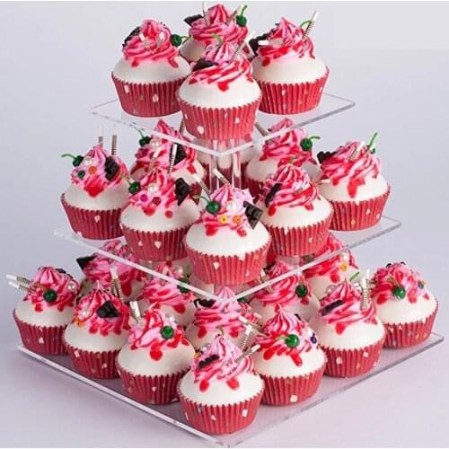 3-Tier Square Acrylic Cake Frame Environmentally Friendly Cake Show Stand Wedding Fruit Showing Stand Cake Stand