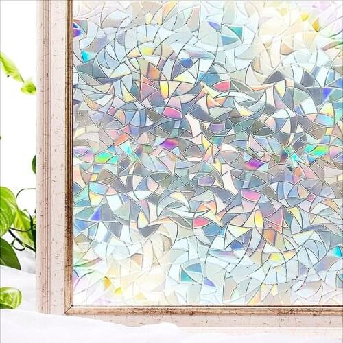 3D glue-free electrostatic glass film frosted window grille sticker colorful pattern irregular sun protection privacy UV film