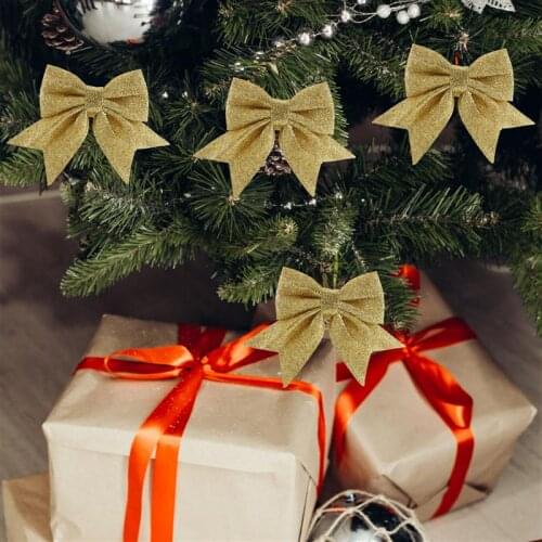 4Pcs Christmas Decoration Dust Bows Christmas Tree Big Printed Bow Ornaments For Mall