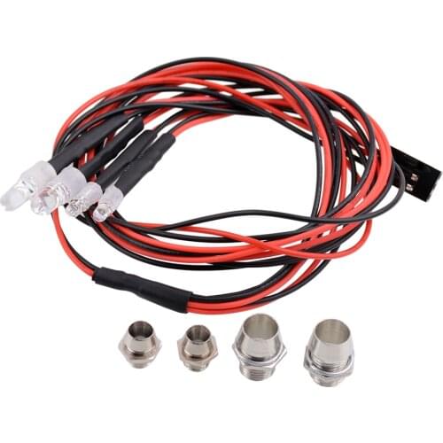 4pcs LED Light Headlight Kit for 1/5 1/8 1/10 1/12 1/16 RC Car Truck Model Red White