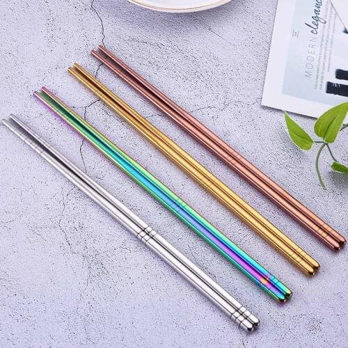 50Pairs/Lot Stainless Steel Chopsticks High Quality 304 Chopstick Reusable Non-Slip Chop Sticks For Home Hotel Restaurant Use