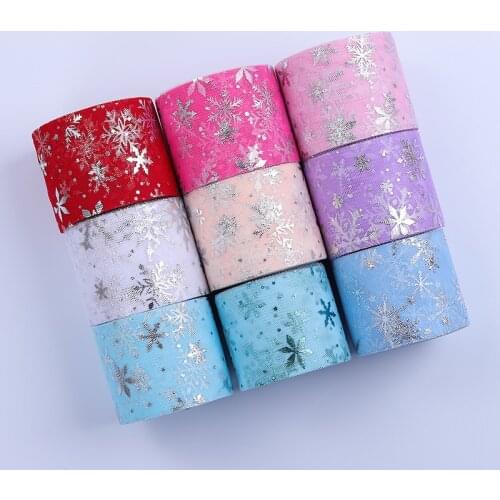 6cm/8cm/10cm/13cm*25yards Organza Snow Flower Tulle Roll Spool Fabric Ribbon DIY Tutu Skirt Gift Craft Party Wedding Party Decor